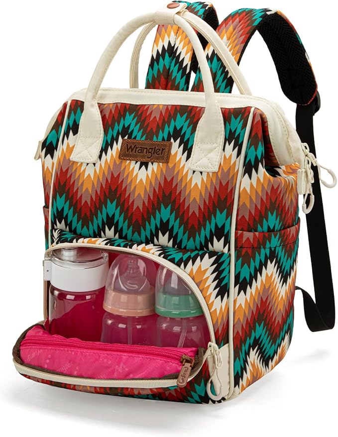 Montana West Wrangler Aztec Callie Diaper Bag Backpack with Stroller Straps Multifunction Baby Travel Bag WG2211-9110TN - Image 3