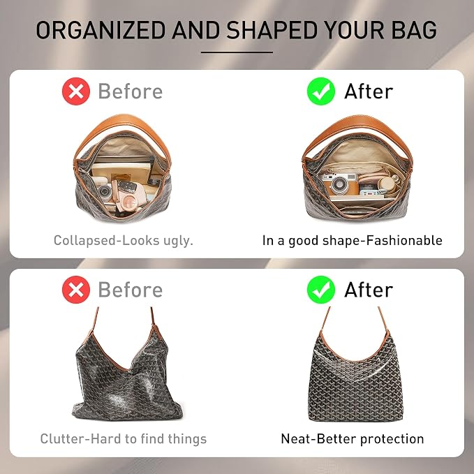 Nylon Purse Organizer Insert for Bohème Hobo Shoulder Bag | Waterproof Goyard Tote Bag Organizer Insert, Lightweight Hobo Insert with YKK Zipper Elastic Cup Holder, Easy Clean - Image 7