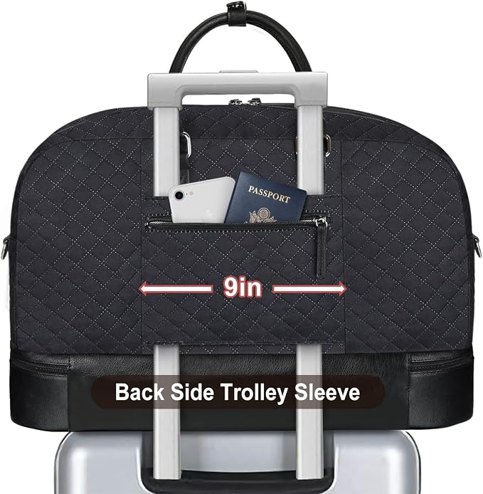 Weekender Bag for Women, Large Overnight Bag Canvas Travel Duffel Bag Carry On Tote with Shoe Compartment 21" 3Pcs Set - Image 3