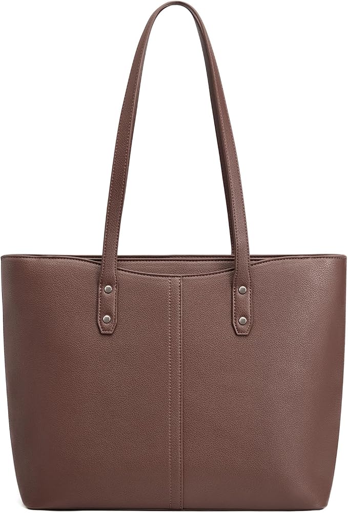 S-ZONE Tote Bag for Women Work Purses Handbags Luggage Strap Large Travel | Padded Laptop Compartment, Multi Pockets, Vegan Leather, Bottom Metal Rivet, Commuting Office Teacher - Image 9