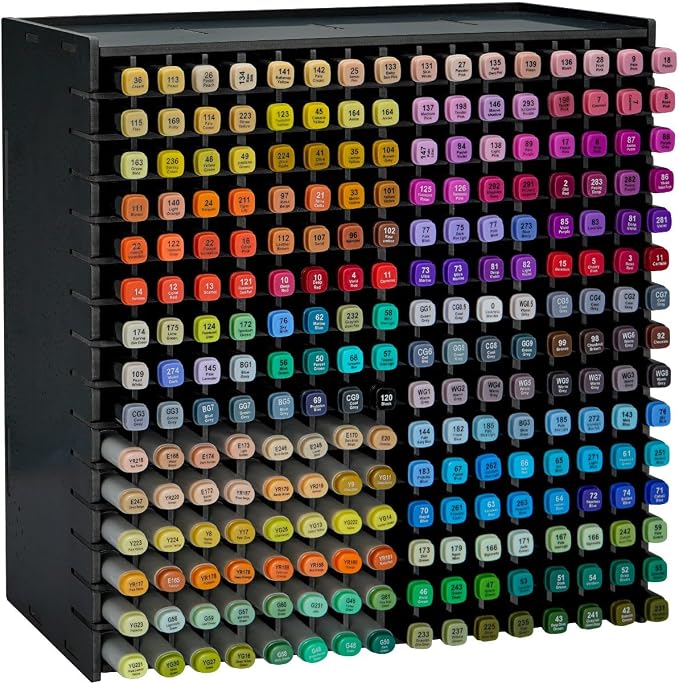 Marker Pen Organizer Holder for 240 Markers Black | Craft Art Supply Storage Rack, Desktop Art Marker Pens Colored Pencils Holder Storage Case for Home Classroom Office by SANFURNEY