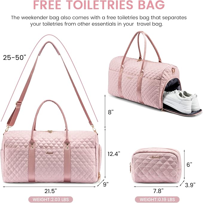 LOVEVOOK Travel Duffle Bag,Weekender Bags for Women Overnight Bag with Shoe Compartment, Carry on with Toiletry Bag,Duffel Bag with Wet Pocket,Hospital Bags for Labor and Delivery - Image 6