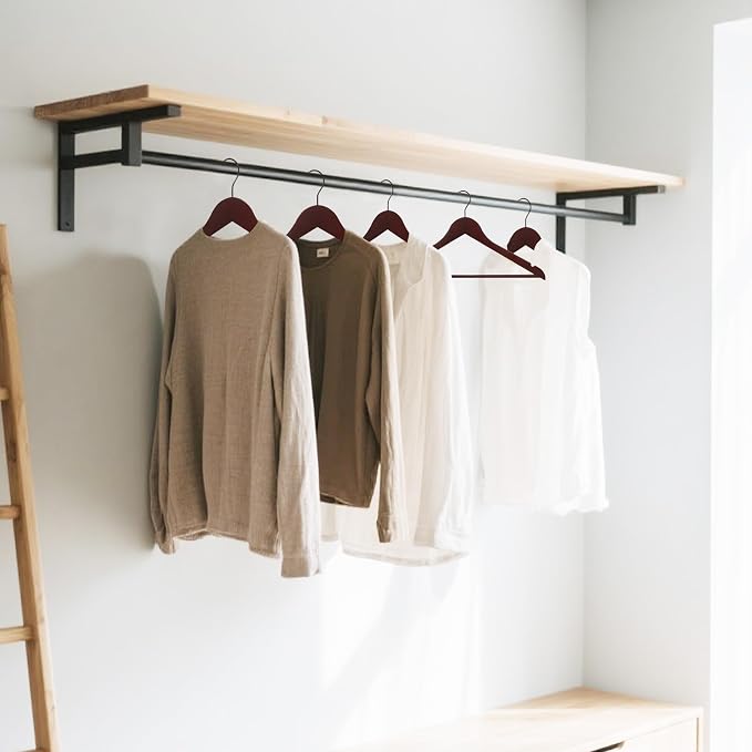 Wooden Clothes Hangers with Pants Bars, Mahogany, 96-Pack | Heavy Duty Solid Wood Suit & Coat Hangers with Swivel Hook & Shoulder Notches, for Shirts, Jackets, Dresses & Trousers - Image 6
