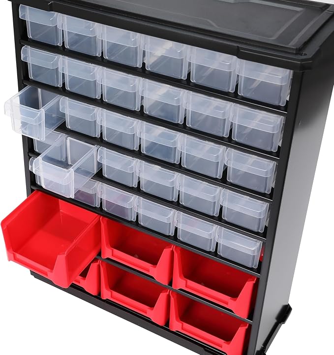 BIRDROCK HOME Craft Organizer Bin with 36 Drawers | Heavy-Duty Metal Hardware Storage Organization | Great for Nails, Nuts, Bolts, Legos | Mini & Large Drawer - Image 9