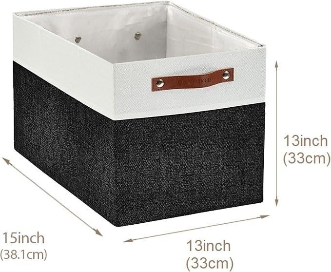 DECOMOMO Kallax Storage Cubes, Storage Baskets for Shelves 4-Pack | 13 x 15 x 13 Storage Bins, Baskets for Organizing Shelves (Black & White) - Image 9