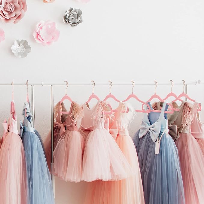 HOUSE DAY Velvet Baby Hangers for Closet, Kids Hangers Velvet 60 Pack, Non Slip Toddler Hanger 11.8 Inch, Durable Childrens Hanger for Newborn Baby Clothes- Blush Pink | Blush Pink Non Slip Toddler Hanger 11.8 Inch, Durable Childrens Hanger for Newborn... - Image 7