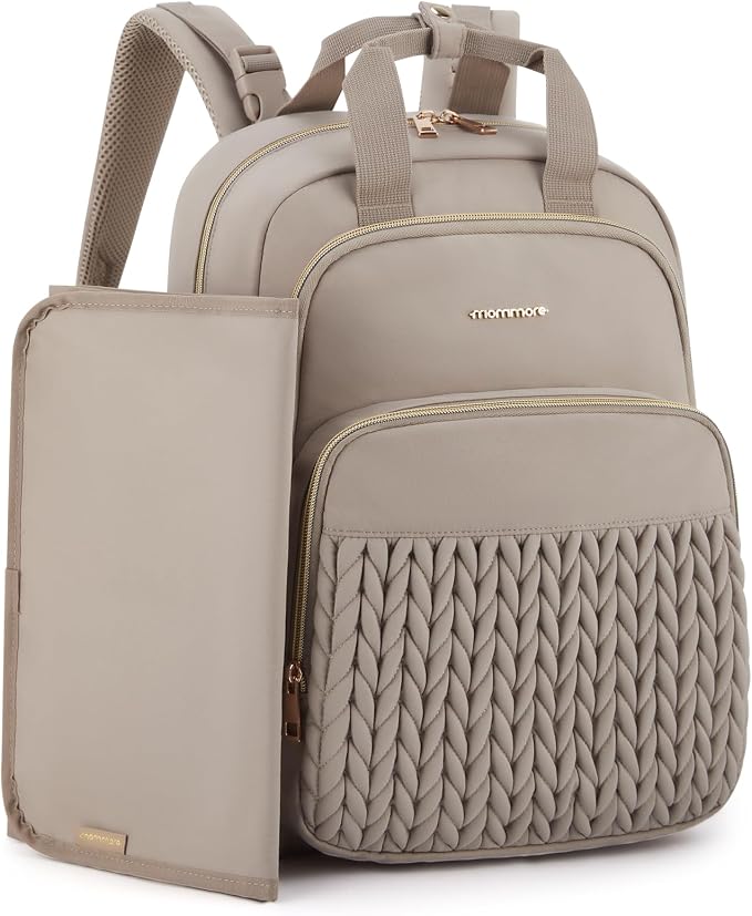 mommore Diaper Bag Backpack, Large Travel Baby Bag for Daily Essentials | Stylish Diaper Backpack for Toddler, Insulated Pockets, Changing Pad & Stroller Straps for Outdoor Trip by mommore