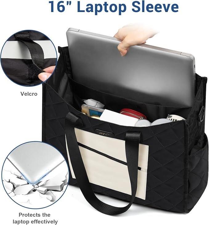 IBFUN Utility Tote Bag with 24 Pockets, Large Teacher Travel Tote for Women | Large Work Tote Bag 2pcs with Zipper for Travel Daily School Teacher Nurse, Large Lightweight Laptop Shoulder Bag Handbag - Image 4