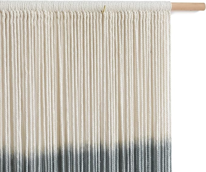 Macrame Wall Hanging Grey Dip Dye Large Boho Fiber Wall Art Decor 57"W*35"L | Neutral Wall Hanging, Handmade Yarn Art, Textured Fiber Decor, for Bedroom Wall Accent, Farmhouse Interior Style - Image 7