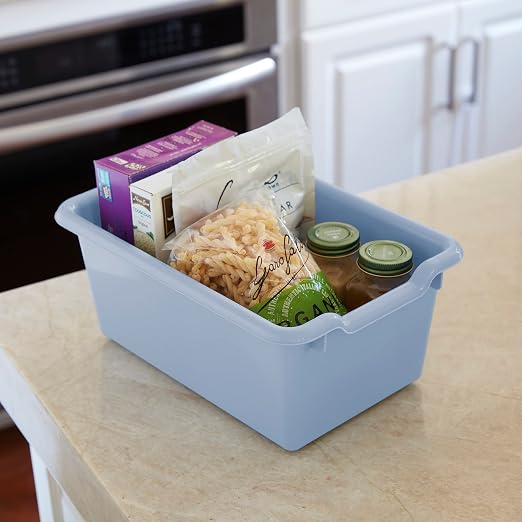 ECR4Kids Scoop Front Storage Bins, Multipurpose Organization, Powder Blue, 10-Piece | Durable plastic, GREENGUARD Gold Certified, 1.2 gallon capacity, lightweight & nestable, built-in handle, classroom/home use - Image 8