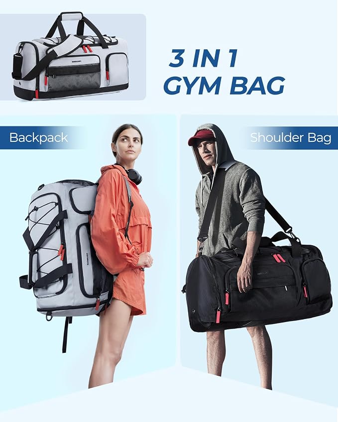 BAGSMART Gym Bag for Men, Athletic Sports Backpack Travel Hiking Duffel | 3-In-1 Gym Bag for Travel Clothes & Padded 13.3" Laptop, with Waterproof Wet Pocket & Shoe Compartment for Travel Camping - Image 2