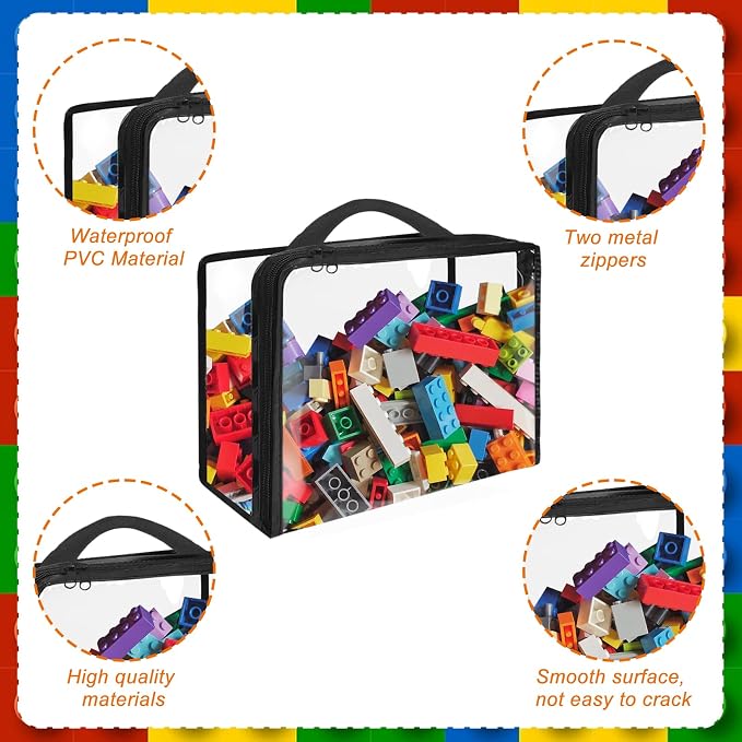 20 Pack Extra Large Toy Storage Bags PVC Organizing Bags with Zippered, Toy Storage Organizer with Portable Handheld，Waterproof Toy Bags for Board Games Clay, Building Blocks, Toys，Books - Image 3