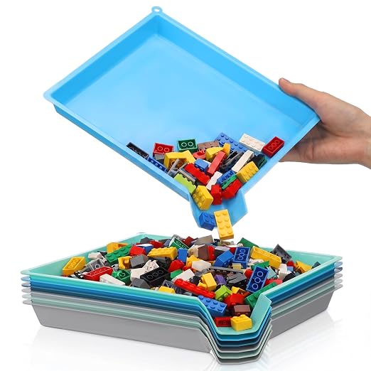 Reallnaive 6 Pcs Plastic Art Sorting Funnel Trays Quick Sorting Activity Serving Tray Stackable Craft Organizer for Classroom Beads Organizing Home Back to School DIY Project (Contemporary Color) by Reallnaive