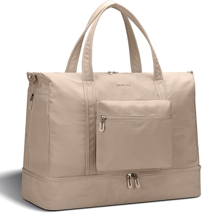 Women's Weekender bag Travel Duffel Bag with Shoe Compartment 21-inch Airline-Approved Carry-On, 2-Piece Overnight Bag Set Personal Item Luggage by GAYUAPEIABAG