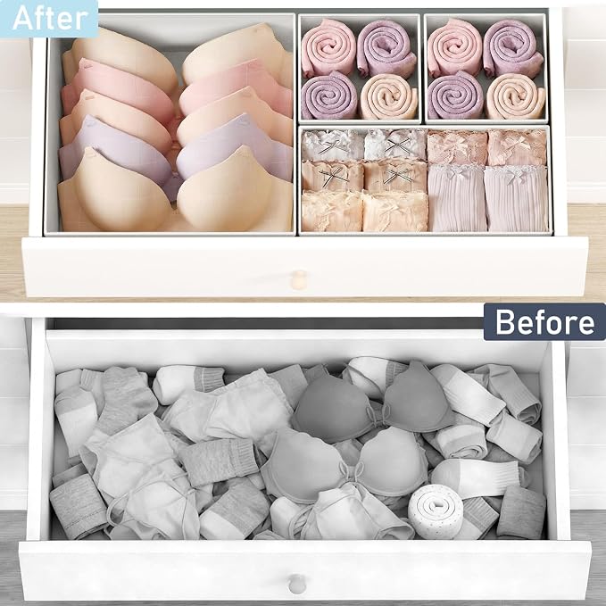 DIMJ Drawer Organizer Clothes 28 Pack - Foldable Baby Organizers and Storage & Closet Organizers for Bedroom, Closet - Nursery Organization Dresser Dividers for underwear, Sock,Bra, Belt, Tie,White - Image 6