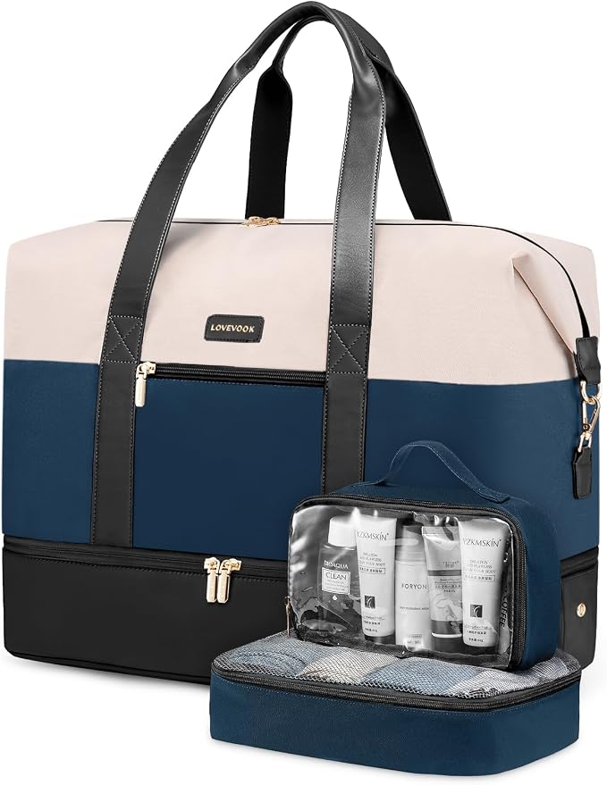 LOVEVOOK Weekender Bag for Women, Large Duffle Bag for Travel with 2 Packing Cubes, Carry on Overnight Bag with Shoe Compartment, Mom Hospital Bags for Labor and Delivery by LOVEVOOK