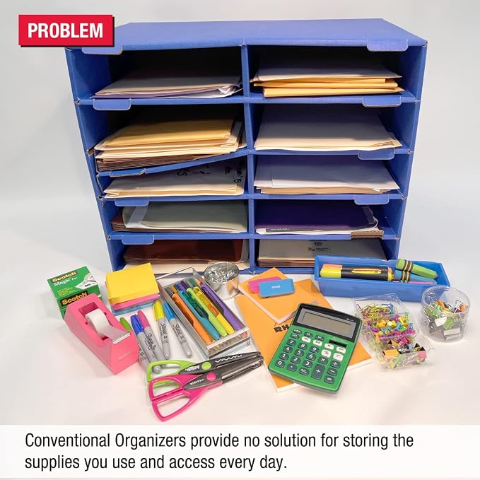Ultimate Office TierDrop Supply Drawers, 9w x 12d x 2.25h, Set 2, Clear | Color-coded finger rings for easy access to contents; stores desk accessories and supplies; designed for TierDrop organizers - Image 2