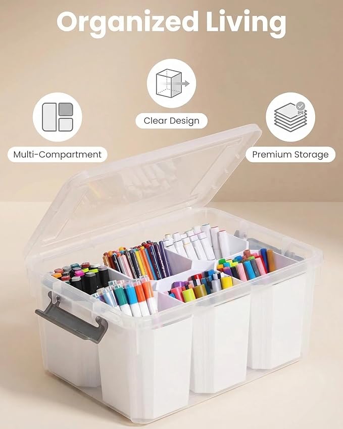 Clear Storage Box with Dividers, Plastic Organizer Box with Compartments and Secure Lid, Multi-Compartment Craft Organizer for Beads, Sewing Supplies, Jewelry, Toys and Small Parts Storage Container - Image 3