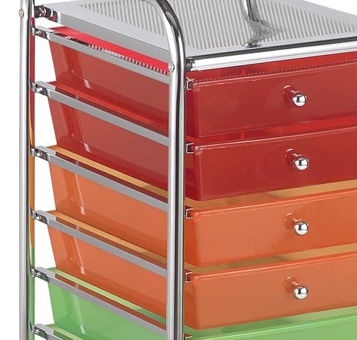 ECR4Kids 20-Drawer Everyday Mobile Storage Utility Cart, Assorted | Durable plastic bins, steel frame, GREENGUARD Gold Certified, 50 lb capacity, rolling casters, craft supplies, office, home - Image 6