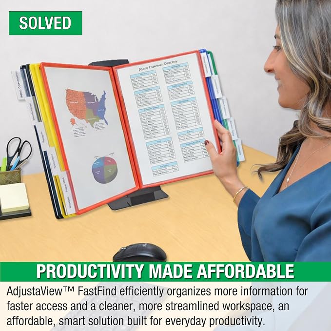 Ultimate Office FASTFIND 10-Pocket Desk Reference Display Organizer, Colors | Compact, Heavy-Duty, Weighted Metal Base Takes up Minimial Desk Space While Keeping Your Display Organizer Firmly in Place. - Image 3