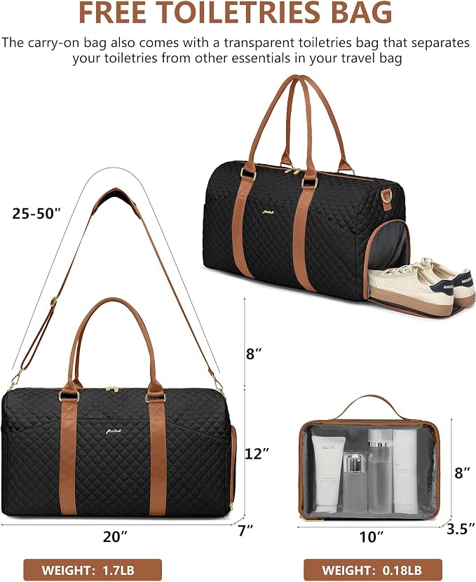 Women Weekender Travel Duffle Bag: Travel Duffel Overnight Bags with Shoe Compartment Large Carry on Tote with Toiletry Bag Weekend Traveling Yoga Gym Hospital Bag for Women with Wet Pocket - Image 5