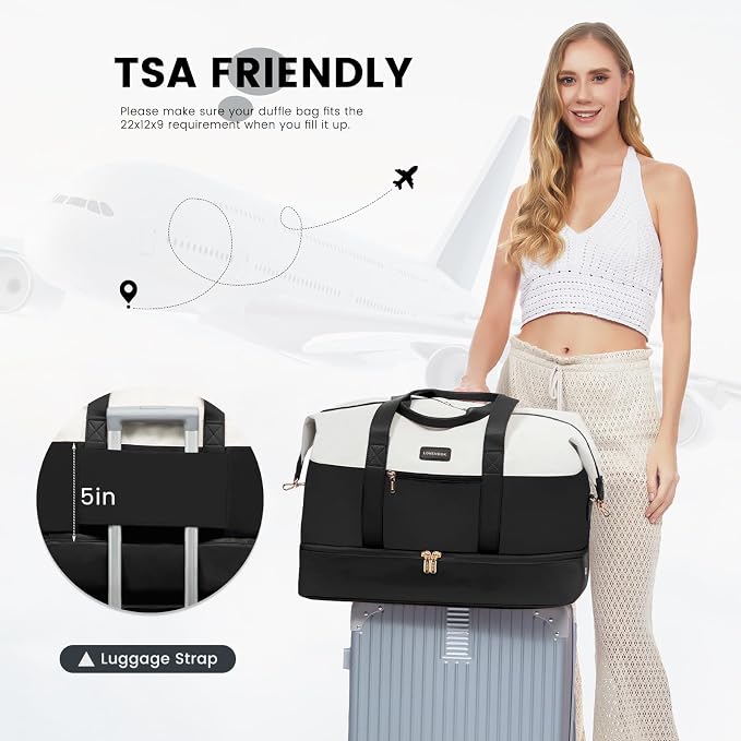 LOVEVOOK Weekender Bag for Women, Large Duffle Bag for Travel with 2 Packing Cubes, Carry on Overnight Bag with Shoe Compartment, Mom Hospital Bags for Labor and Delivery - Image 6