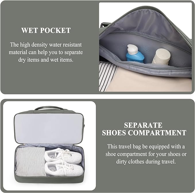 Weekender Bags for Women, Personal Item Travel Bag with Shoes Compartment | Overnight Travel Duffel Bag with Quilted Toiletry Bag, Airplane Friendly Carry-On Bag - Image 6