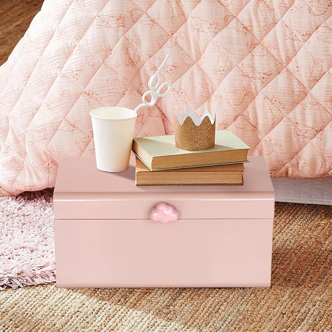 Vixdonos Large Decorative Box Set of 2 Metal Keepsake Trunk with Cloud-shaped Decorative Clasp for Reception,Wedding,Baby & Bridal Shower,17.3X10.6X8.3 Inches - Image 4