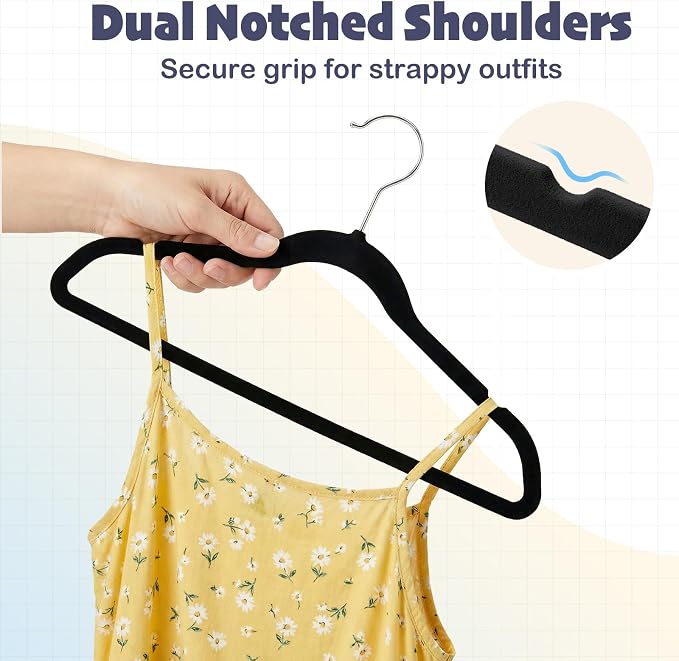 HOUSE DAY Black Kids Velvet Hangers 100 Pack, Durable Big Kid Hangers | 14 Inch Hanger for Youth, Teen, Non Slip Kids Felt Hanger, Cute Childrens Hanger for Closet, Bulk for Small Businesses - Image 7