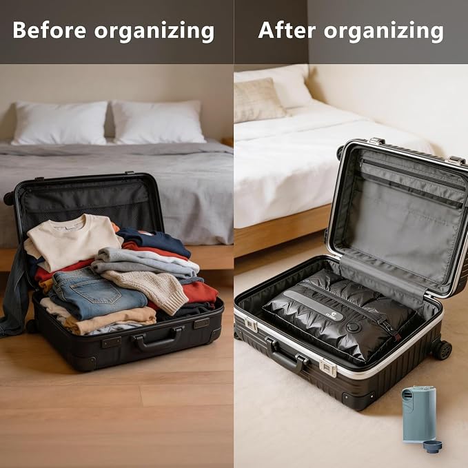 Travel Vacuum Storage Bags with Portable Pump, 2 Pcs IP68 Reusable Extra Large Compression Storage Bags, Space Saver for Clothes, Blanket, Comforter, Fits 20-26 Inch Suitcase, Holds Up to 35+ Items - Image 7