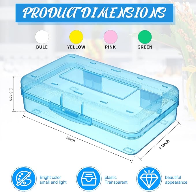 Fainne 12 Pcs Plastic Pencil Boxes Bulk,Clear Pencil Case,Bright Colors | Large Organizer for Crayons Markers, See-through Design, Multi-purpose School Supplies Storage, Secure Snap Lid Closure - Image 2