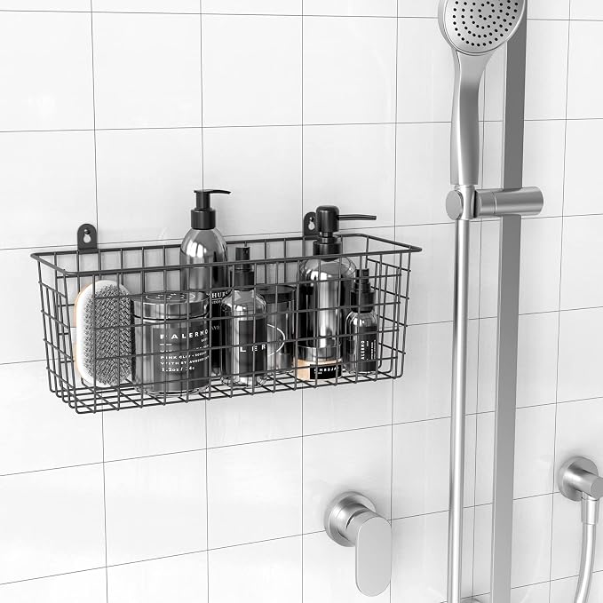 MaraFansie [Extra Large] Wire Basket 2-Pack Hanging Wall Organizer Cabinet Storage Basket Wall Mounted Shelves Rustic Farmhouse Decor for Home Kitchen Bathroom, BLACK - Image 3