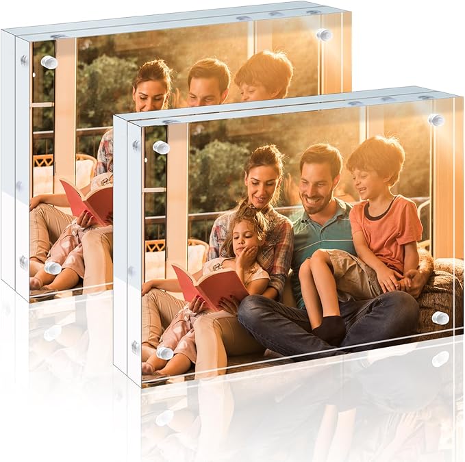 Egofine 6x8 Acrylic Frame 6 Pack, 20mm Thicker Frameless Clear Picture Frame, Double Sided Magnetic Picture Frame, Free Standing Desktop Display by Egofine