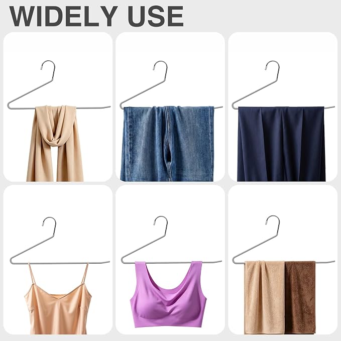 Korpai 20-Pack Open Ended Pants Hangers,Non Slip Space Saving Jean Hanger | No Creases Rubber Coating Heavy Duty Metal Pants Hangers,Trouser Hangers for Jeans,Slack,Skirt,Scarf,Blanket,Ties ect,Grey - Image 6