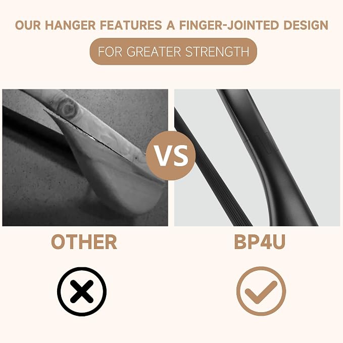 Wooden Suit Hangers with Non Slip Pants Bar, Black, 6-Pack, 17.5" | Wood Extra-Wide Shoulder Hangers with Flat-Head Hook for Suits, Coats, Jackets, Shirts, Pants, Heavy Clothes - Image 6