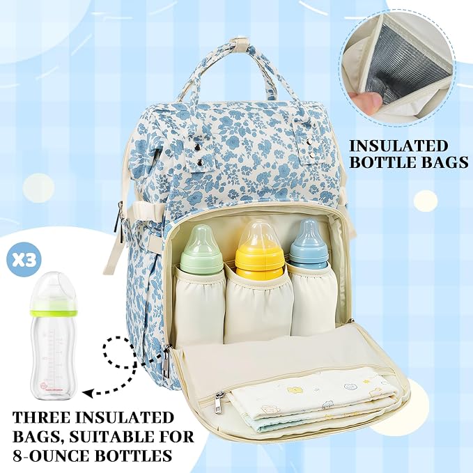 Diaper Bag Backpack,Baby Diaper Bag for Mom,Large Capacity Travel Nappy Bag | Boys Girls with Stroller Straps - Image 5