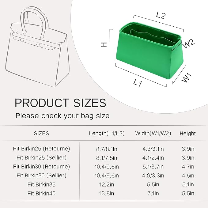 Fits for Brikin Bag Insert Organizer For Hermes(35,Bambou) | Premium Silk Material,Smooth Touch,Lightweight,zipper,protect from scratches & stains,multiple pockets,keychain,waterproof - Image 8