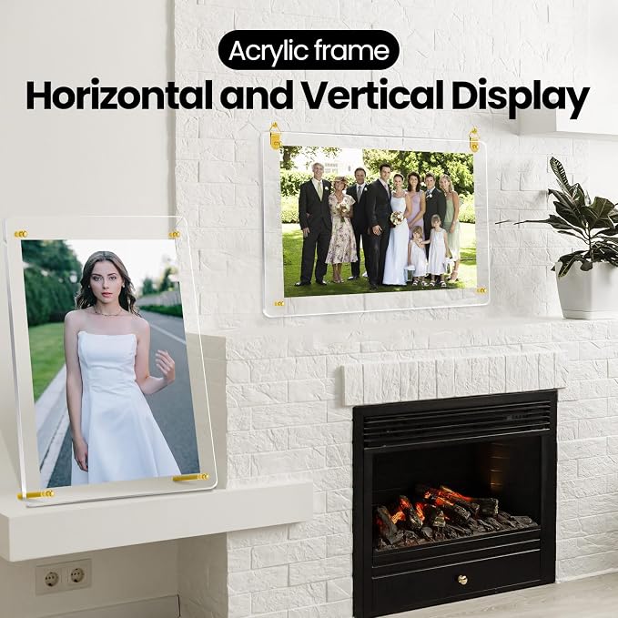 Thyle 8 Pcs Acrylic Photo Frame 8.5 x 11'' Clear Floating Picture Frame Certificate Document Poster Award Diploma Display Tabletop or Hanging Wall Mount for Back to School Teacher Student Gift(Gold) - Image 4