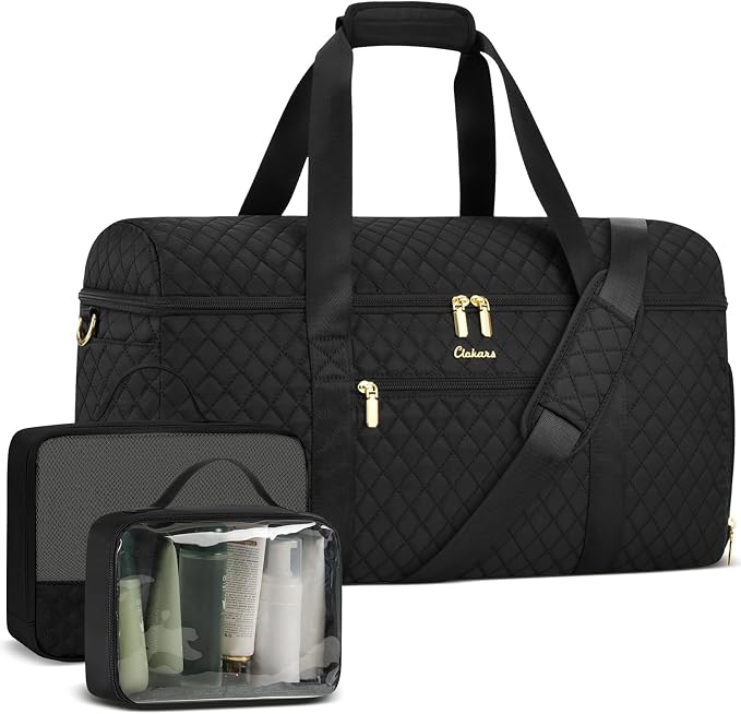 Travel Bags for Women Wide Open Large weekender Duffle Bag with Shoe Compartment Overnight Hospital Bag For Women Labor Delivery Carry on Bag Personal Item Travel Bag with Wet Pocket 3 Pcs Set by Unknown
