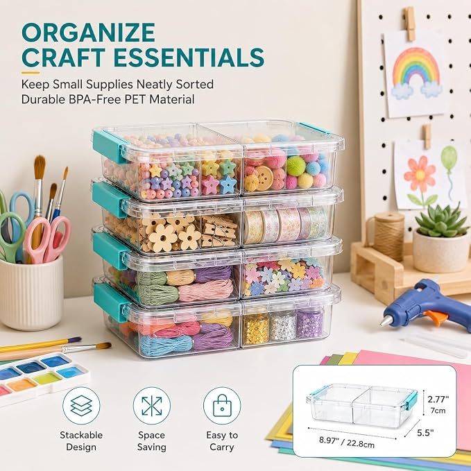 Vtopmart 8 Pack Clear Pencil Box with Removable Divider, BPA-Free Plastic Storage Containers for Pens, Pencils, Crayons, Markers, Craft Supplies and Small Items - Image 6