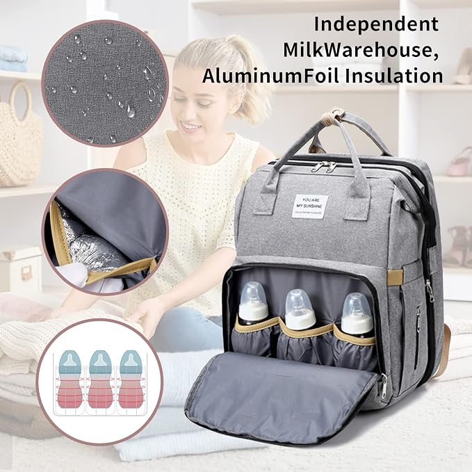 Personalized 3 in 1 Diaper Bag Backpack with Changing Station Multifunction Large Baby Diaper Bags for Boys & Girls Portable, Custom Lightweight Changing Bag Newborn Baby Essential Gifts (Pink) - Image 6