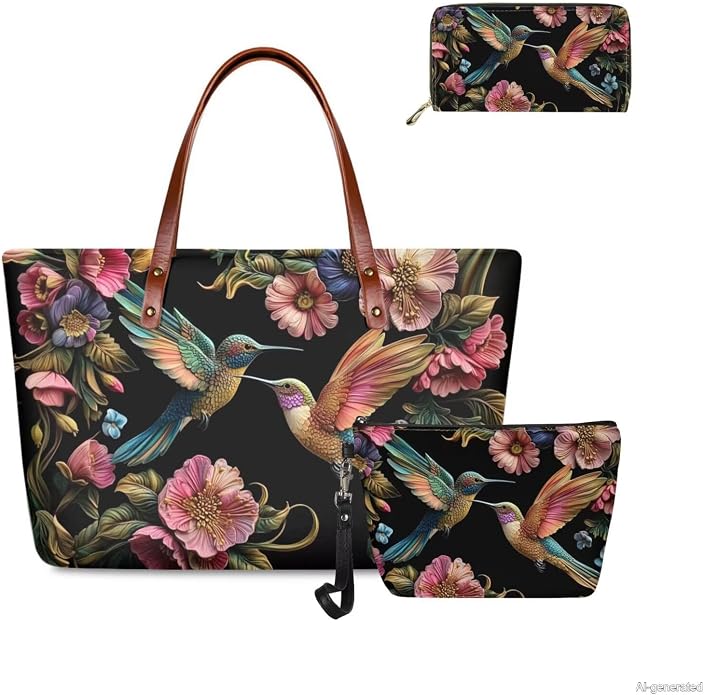 GIFTPUZZ Women Top Handle Bags Handbags with Zipper Leather Wallet Cash Card Phone Holder and Makeup Bag Set 3pcs - Image 4