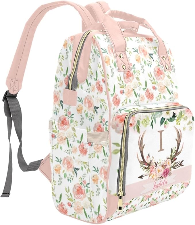 Custom Diaper Bag for baby Customized Antlers Deer Baby Bag Personalized Nursing Bags with Name Custom Name Mommy Daypack Bag Tote Bag Gifts for Travel Outside Daily Use - Image 3