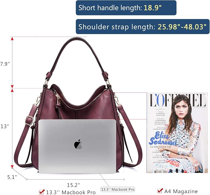 Hobo Crossbody Bag for Women, Designer Shoulder Purse Handbags - Image 7