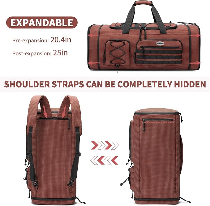 BOSSTIN Gym Bag for Men & Women, 45L-50L Expandable Sports Duffle Bag | Convertible Duffel Backpack, Comes with Toiletry Bag, Shoe Compartment & Wet Pocket, for Workout, Weekender, Overnight Travel - Image 4