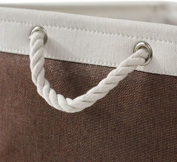 Large Storage Baskets for Shelves, Fabric Baskets for Organizing, Collapsible Storage Bins for Closet, Nursery, Clothes, Home & Office [3-Pack, White&Brown] - Image 3