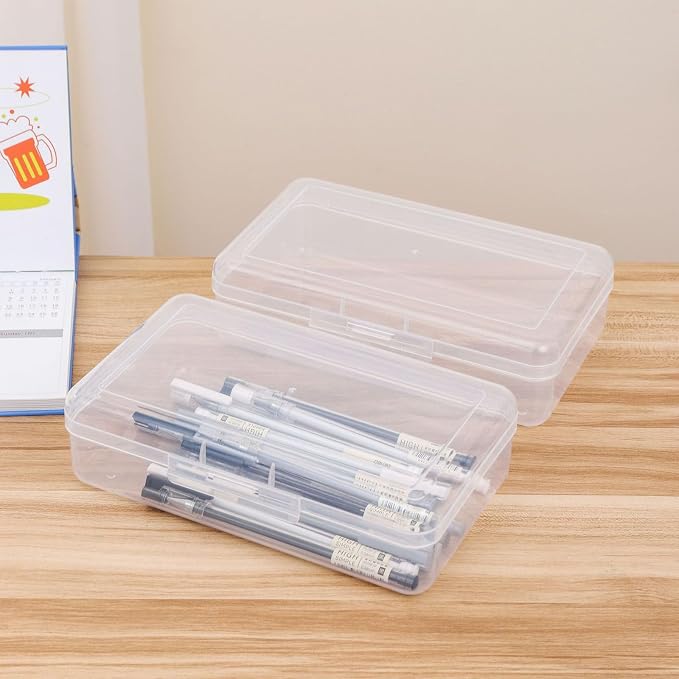 4 Pack Rectangular Clear Plastic Storage Containers, 8x4.7x2.3 inch | Hinged Lid, For Beads and Small Craft Items - Image 4