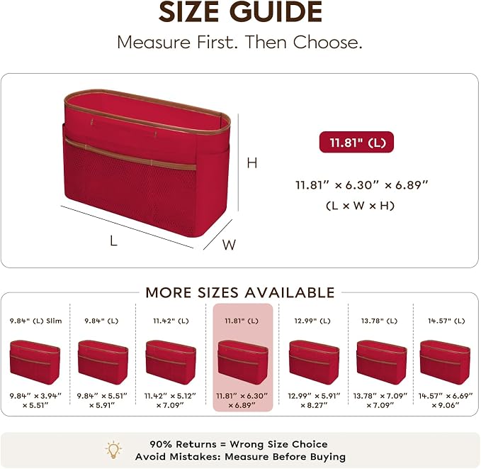GIVLEFLY Purse Organizer Insert for Tote Bag, 11.81 Inch Satin Bag Organizer, Multi Pocket Handbag Organizer for Everyday Totes - Image 4
