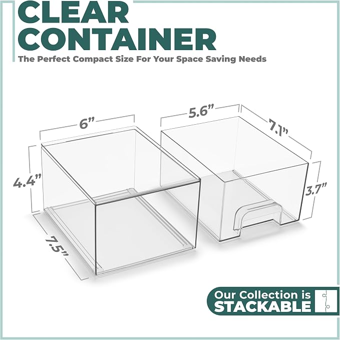 Sorbus Clear Stackable Baby Bottle Organizer Bins – 12 Pack Modular Plastic Storage Containers for Baby Bottles, Nipples, Caps, Pacifiers, Pantry, Kitchen, Cabinet, Nursery & Countertop Organization - Image 3