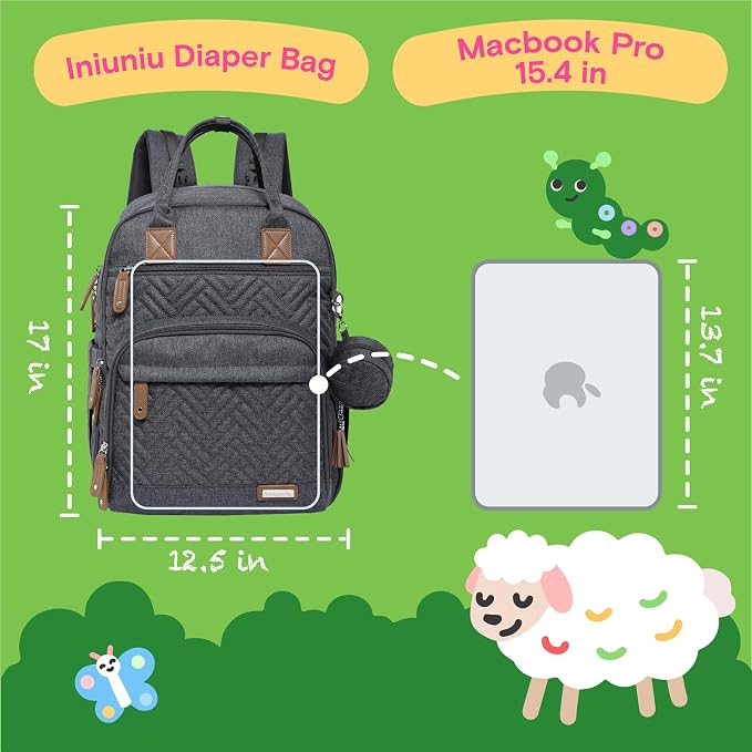 iniuniu Baby Diaper Bag Backpack, 4 in 1 kit Large Capacity Travel Backpack | Waterproof Backpack for Moms Dads,Travel Backpack with Pouch,Washable Changing Pad, Baby Essentials - Image 7